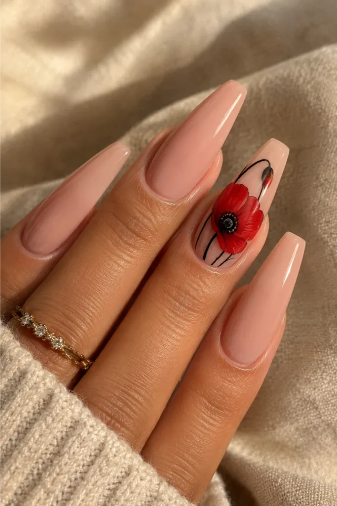 Red Poppy Coffin Nails 