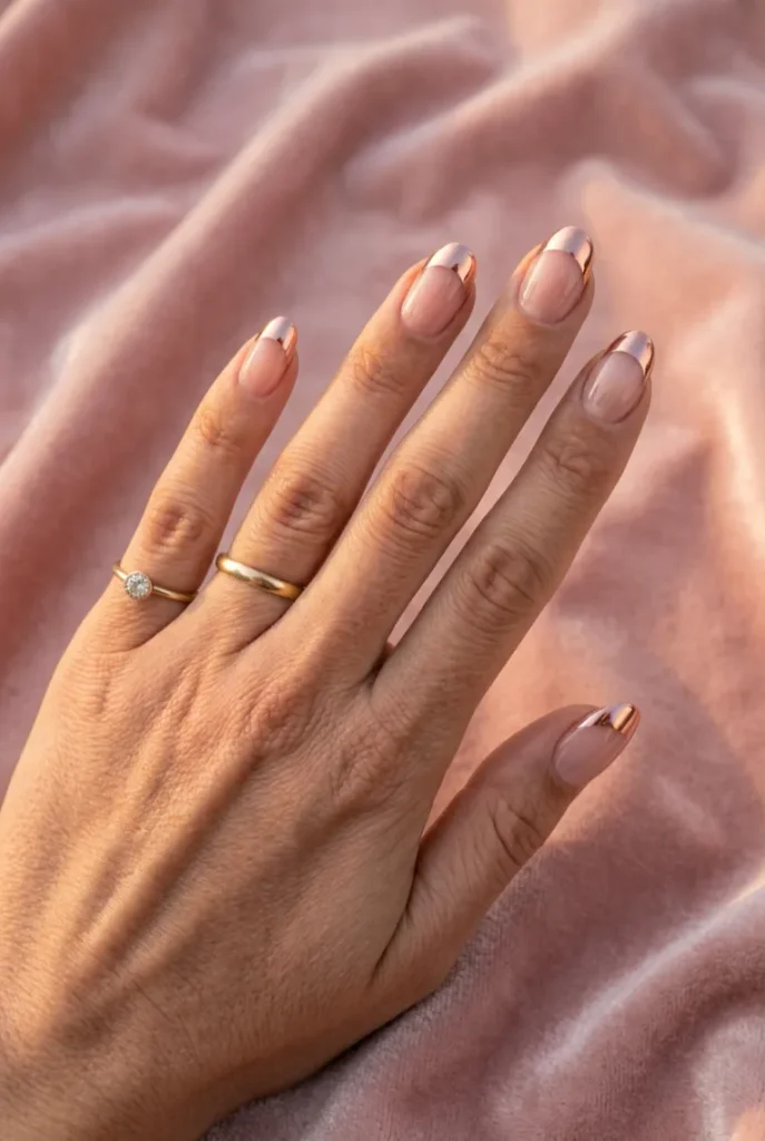 Reverse Rose Gold Chrome French