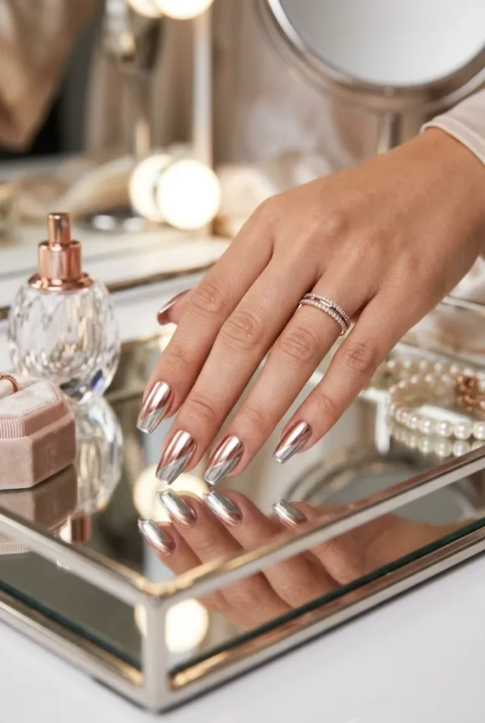 Rose Gold and Silver Two-Metal Diagonal Tips