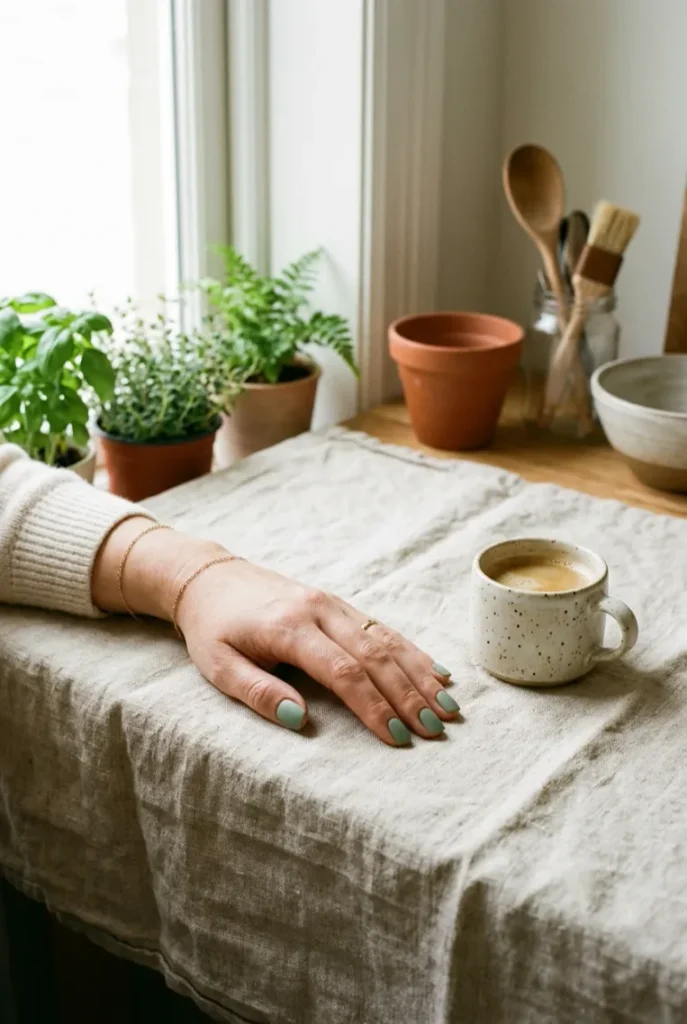 Sage Green Square Nails 