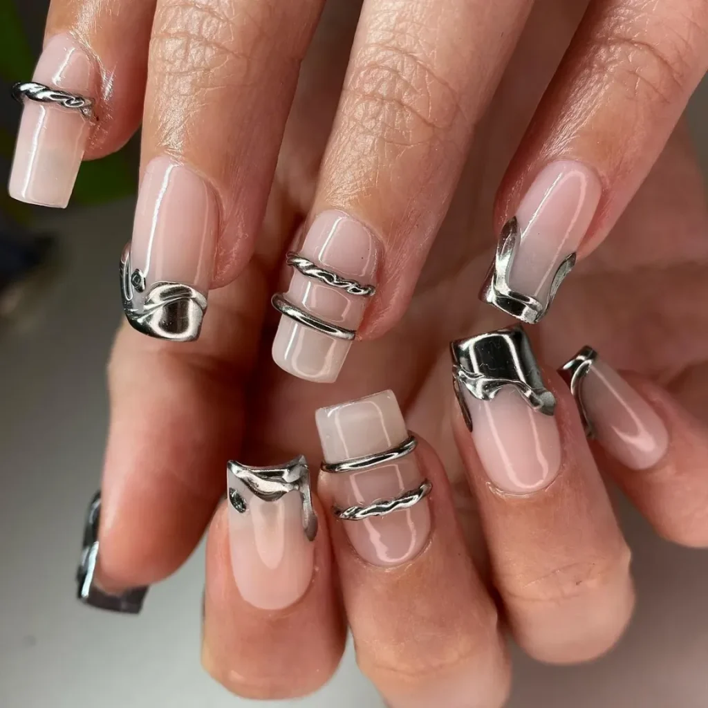 Sculptural silver chrome