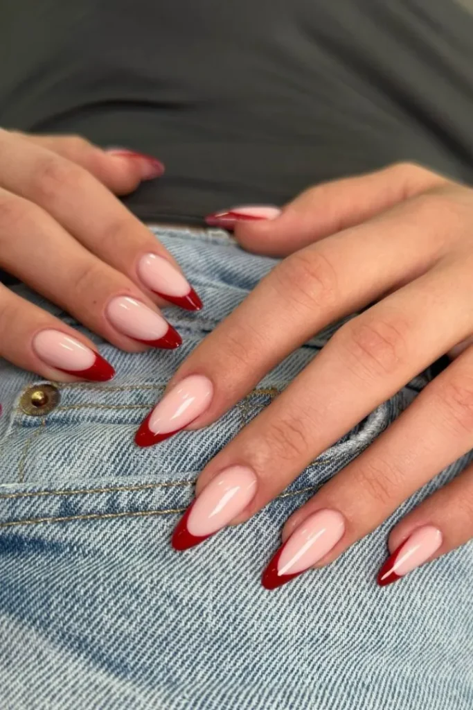 Sharp Almond Points with a Deep-V Red Tip