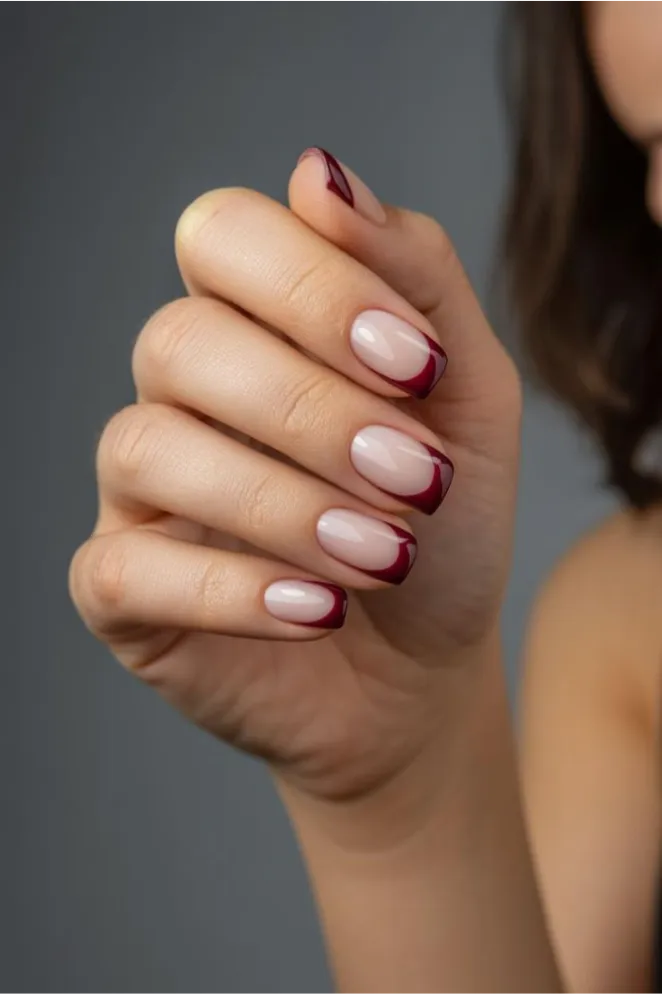 Sharp V-Point Burgundy Tips