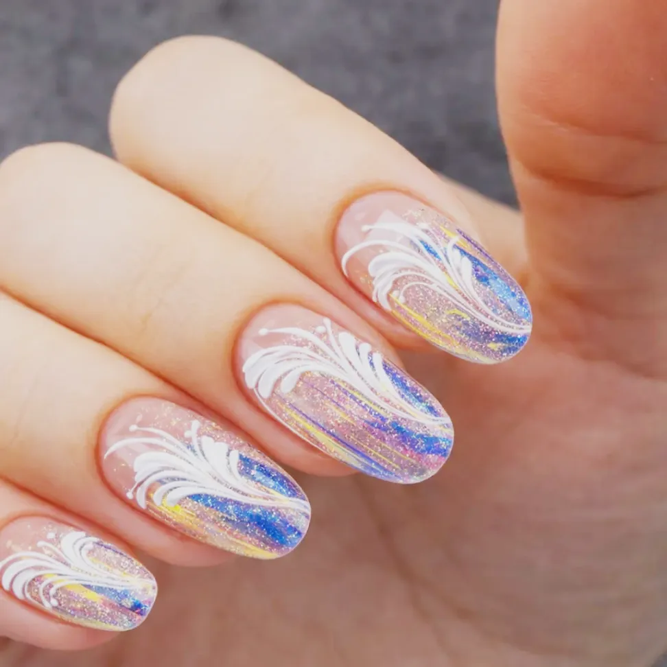 Sheer Glitter Holographic Nails