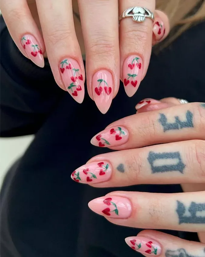 Sheer Pink Stiletto Nails