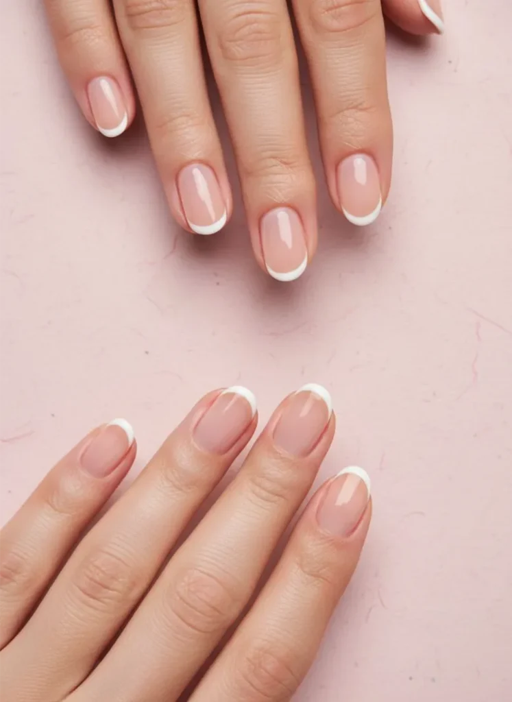 Short Oval French Tip Nails