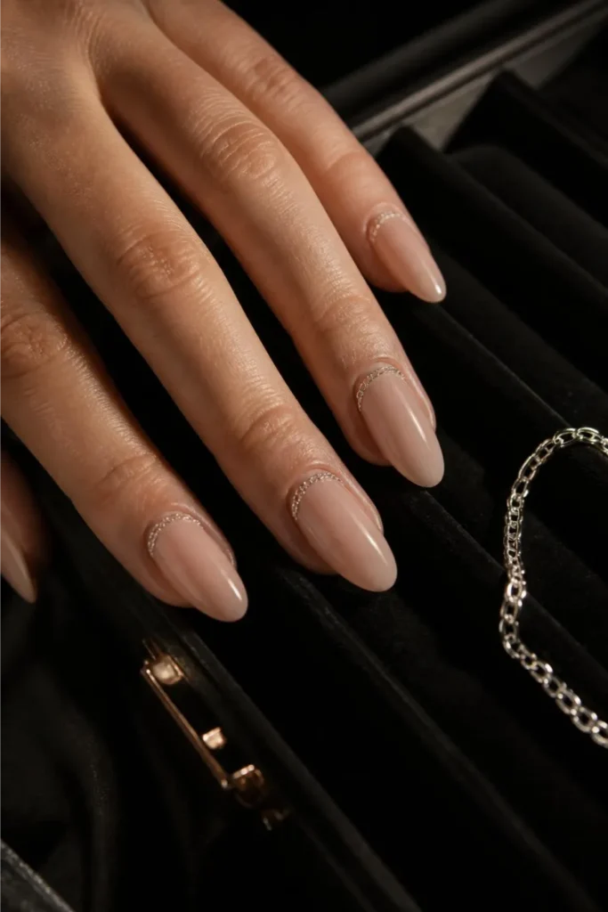 Silver Chrome Chain-Wrap Cuticle Design