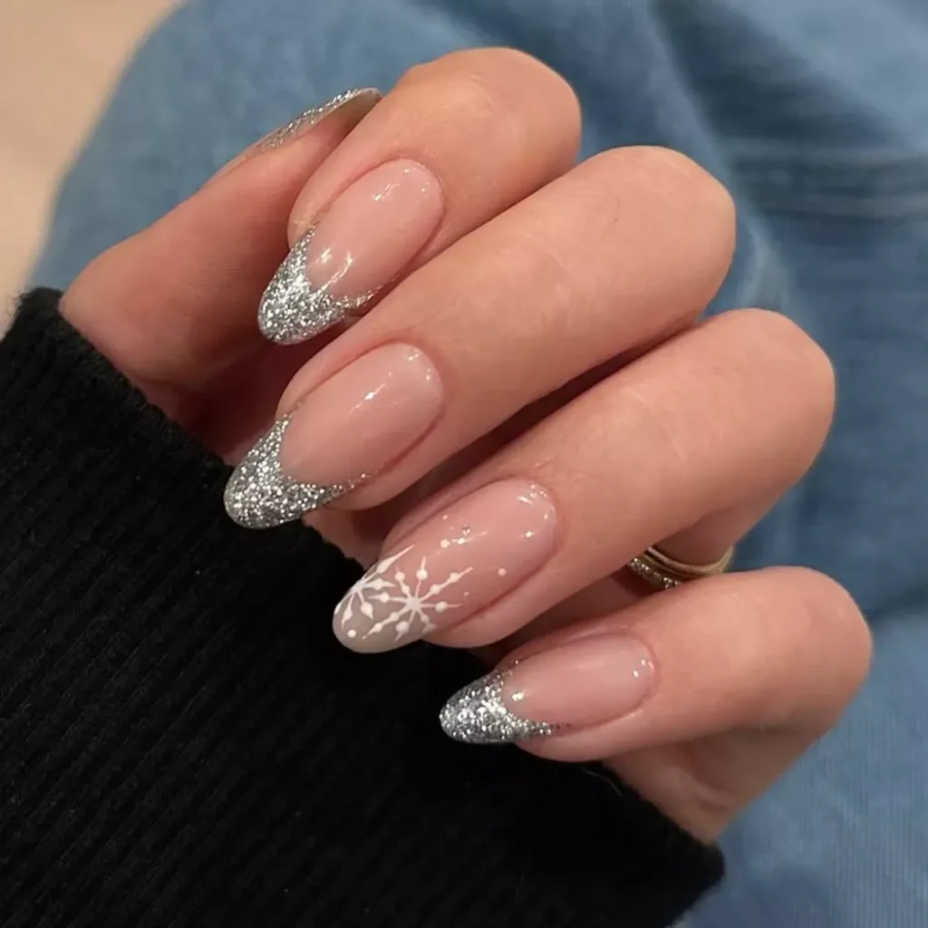 Silver Glitter French Tips