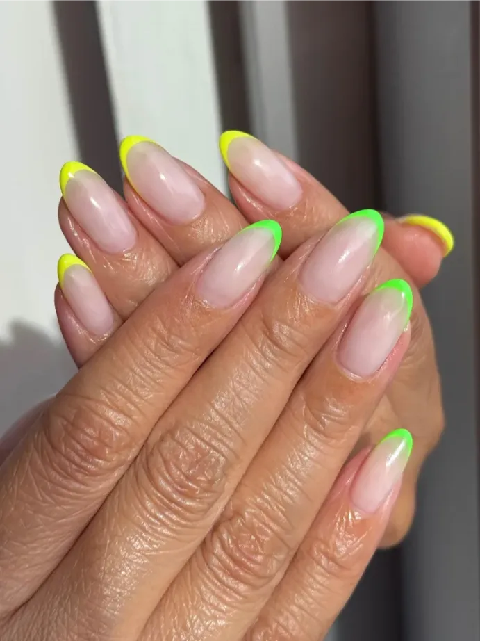 Split Neon French Tips