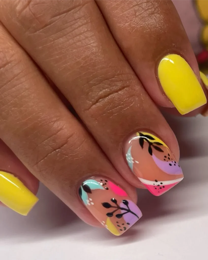 Sunny Yellow Square Nails