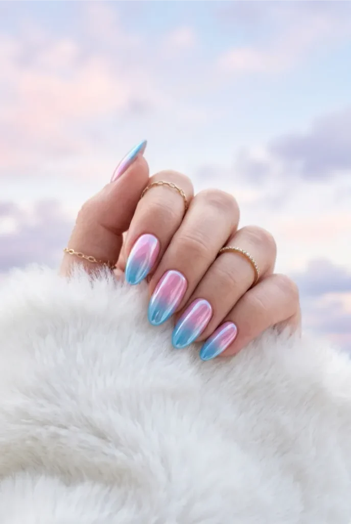 Two-Tone Pink-to-Blue Ombre Chrome Blend