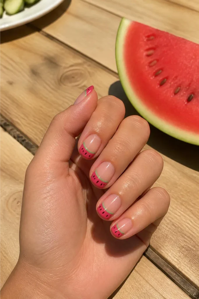 Watermelon Slice French Tips