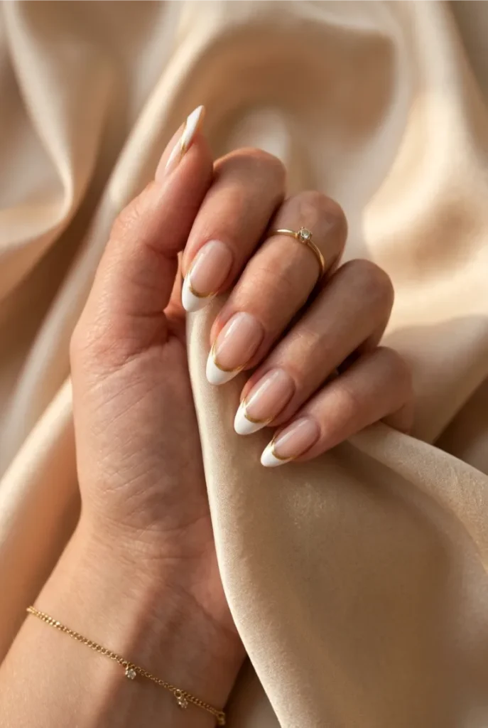 White French Tip with Color Line