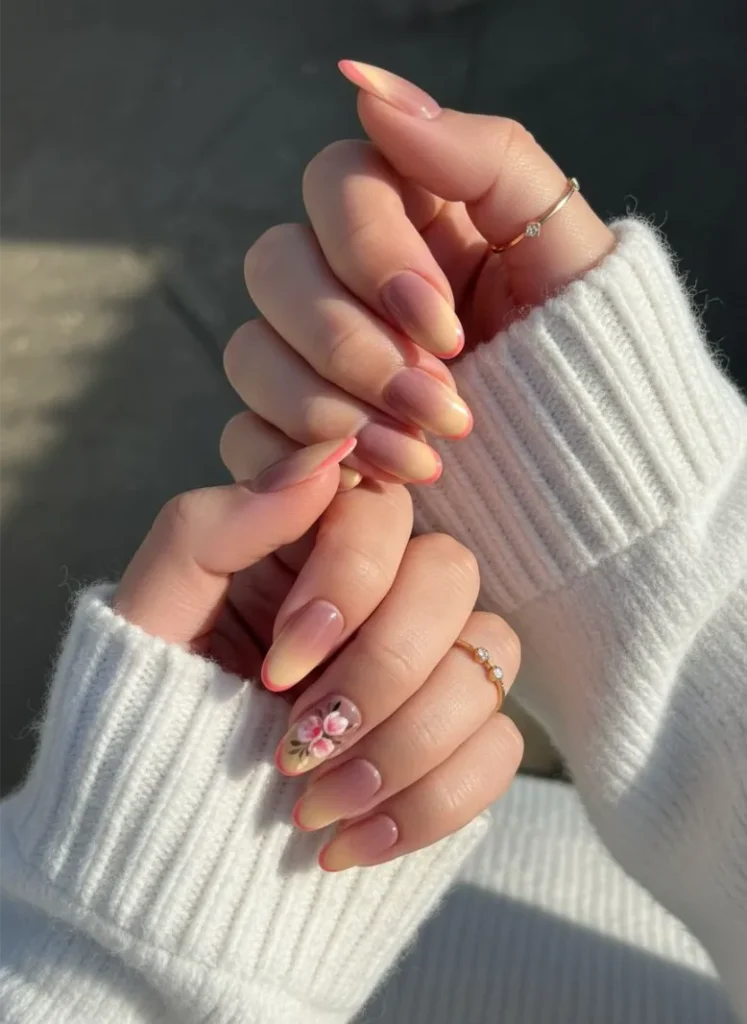 blush ombre french nails